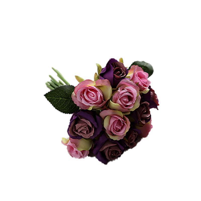 12 Heads Silk Rose Artificial Flowers - White