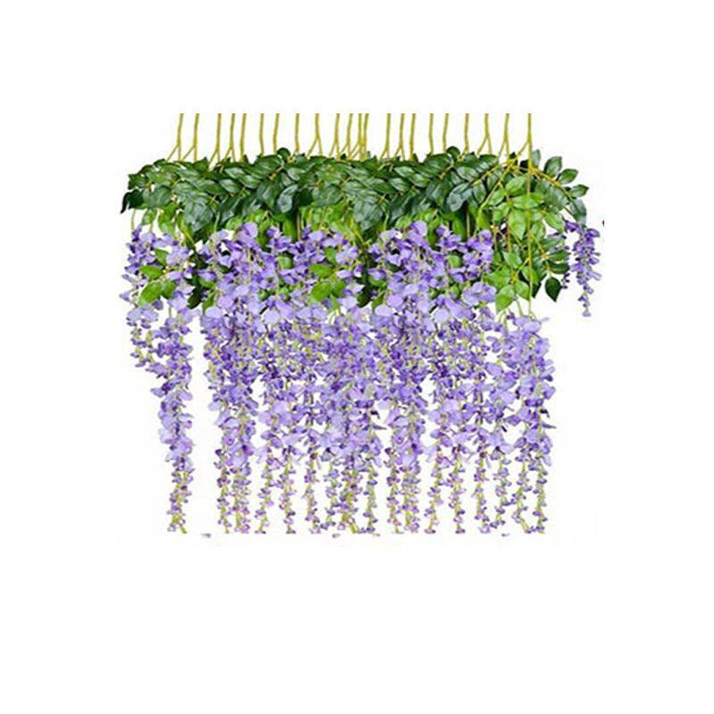 12X Artificial Flower Garland Vine Wisteria Leaf - White