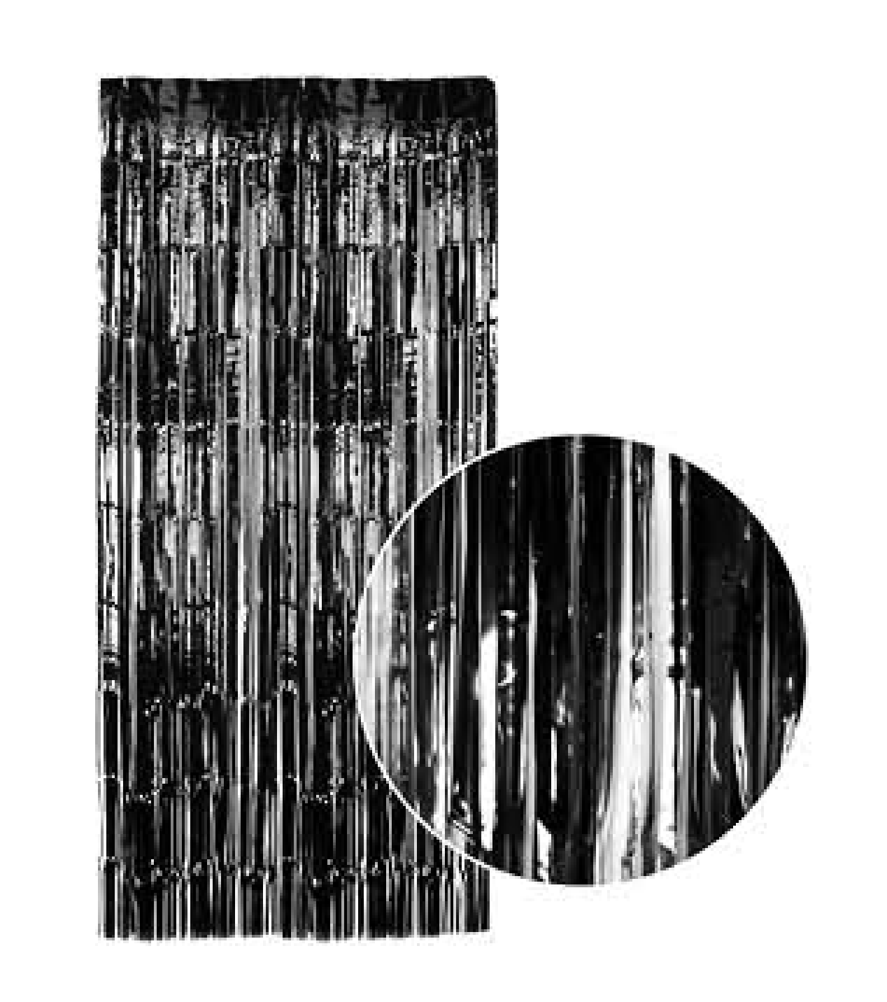 Foil Metallic Fringe Curtain Backdrop - Black