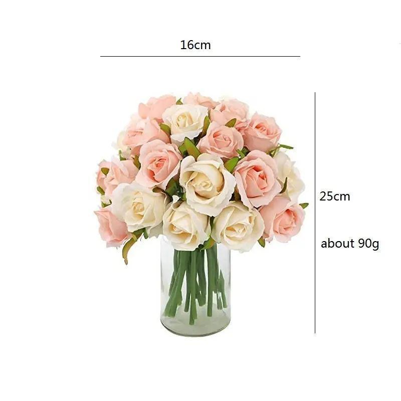 12 Heads Silk Rose Artificial Flowers - White