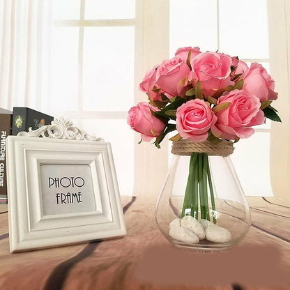 12 Heads Silk Rose Artificial Flowers - White