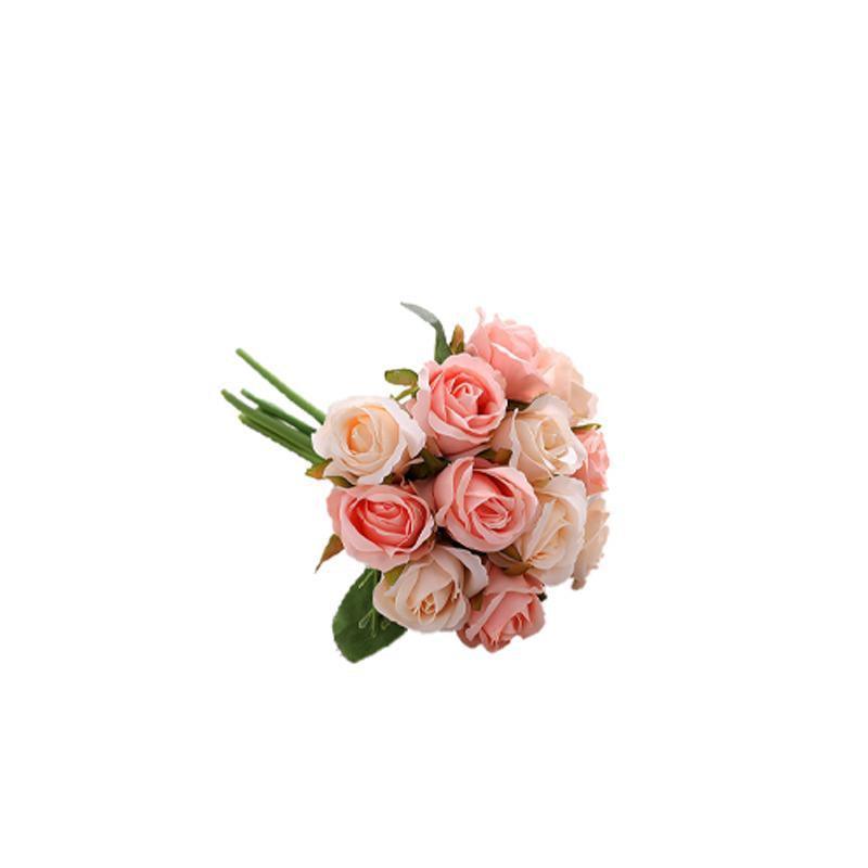 12 Heads Silk Rose Artificial Flowers - White