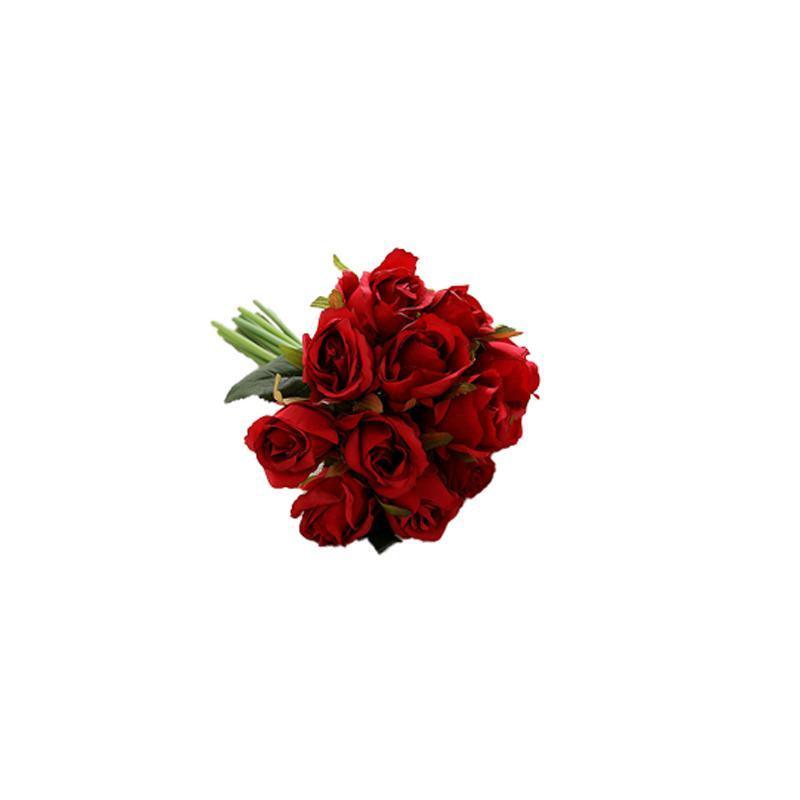 12 Heads Silk Rose Artificial Flowers - White