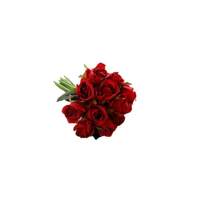 12 Heads Silk Rose Artificial Flowers - White