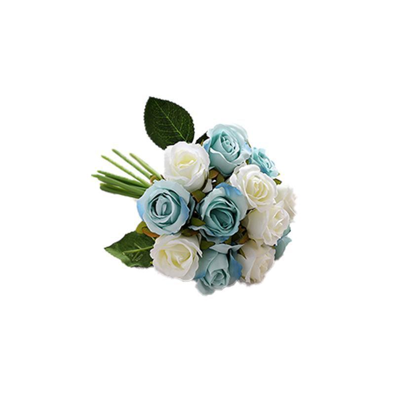 12 Heads Silk Rose Artificial Flowers - White