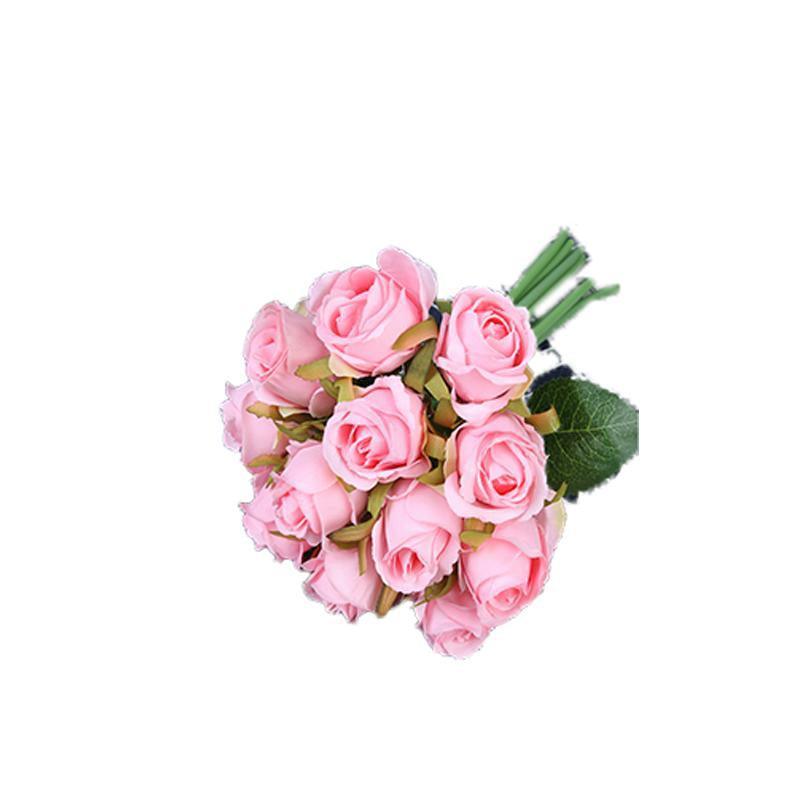 12 Heads Silk Rose Artificial Flowers - White