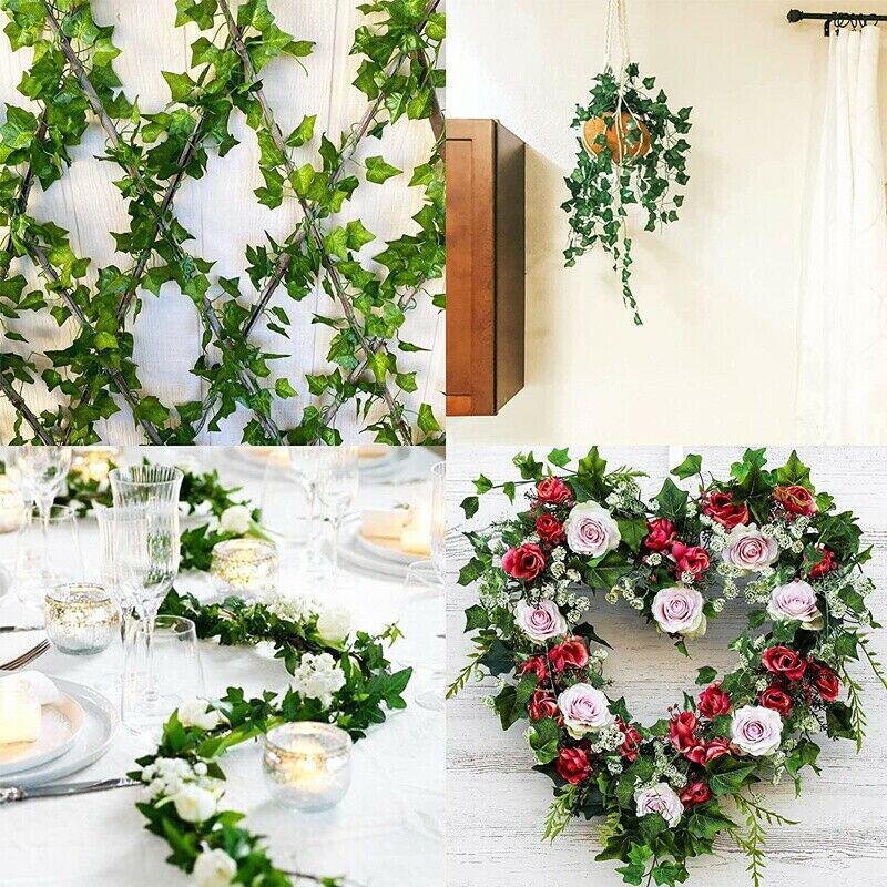 12 X 2M Artificial Ivy Vine Leaf Garland  - Scindapsus Leaves