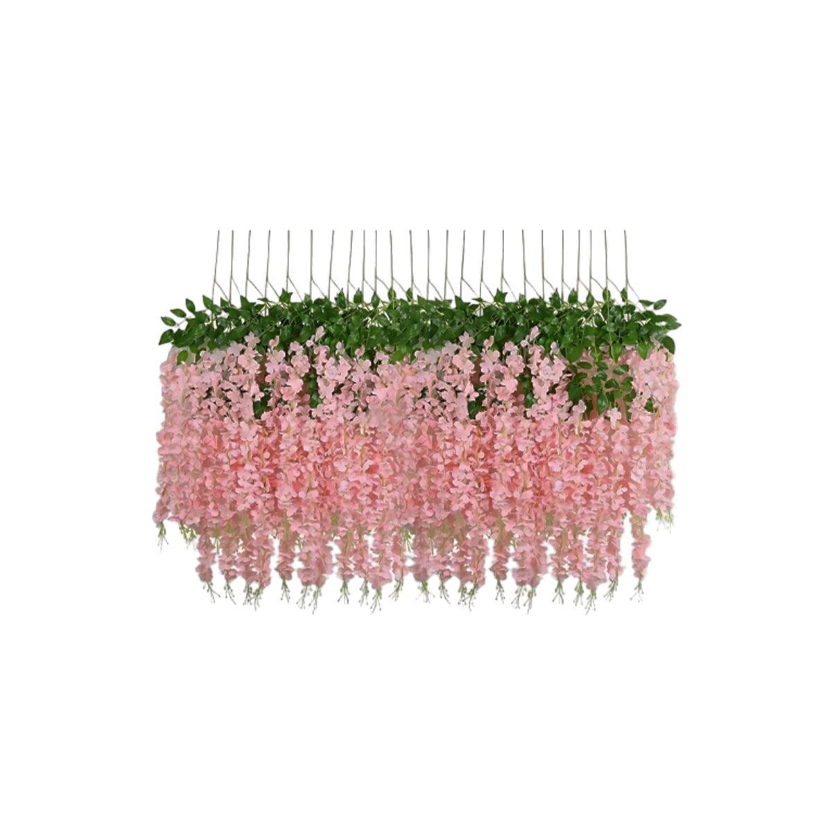 12X Artificial Flower Garland Vine Wisteria Leaf - White