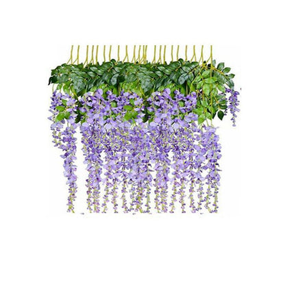 12X Artificial Flower Garland Vine Wisteria Leaf - White