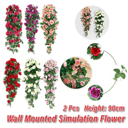 2PCS Artificial Rose Flower Garland   - Red