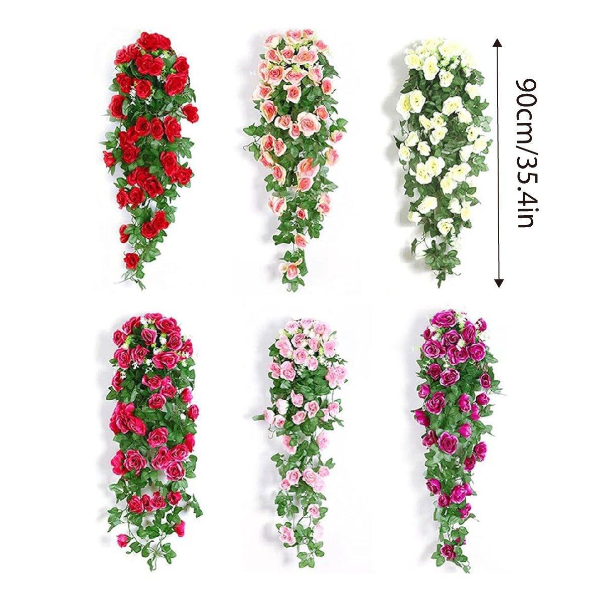 2PCS Artificial Rose Flower Garland   - Red