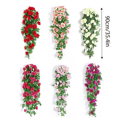 2PCS Artificial Rose Flower Garland   - Red