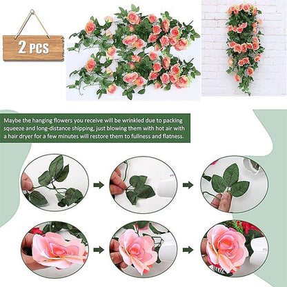 2PCS Artificial Rose Flower Garland   - Red