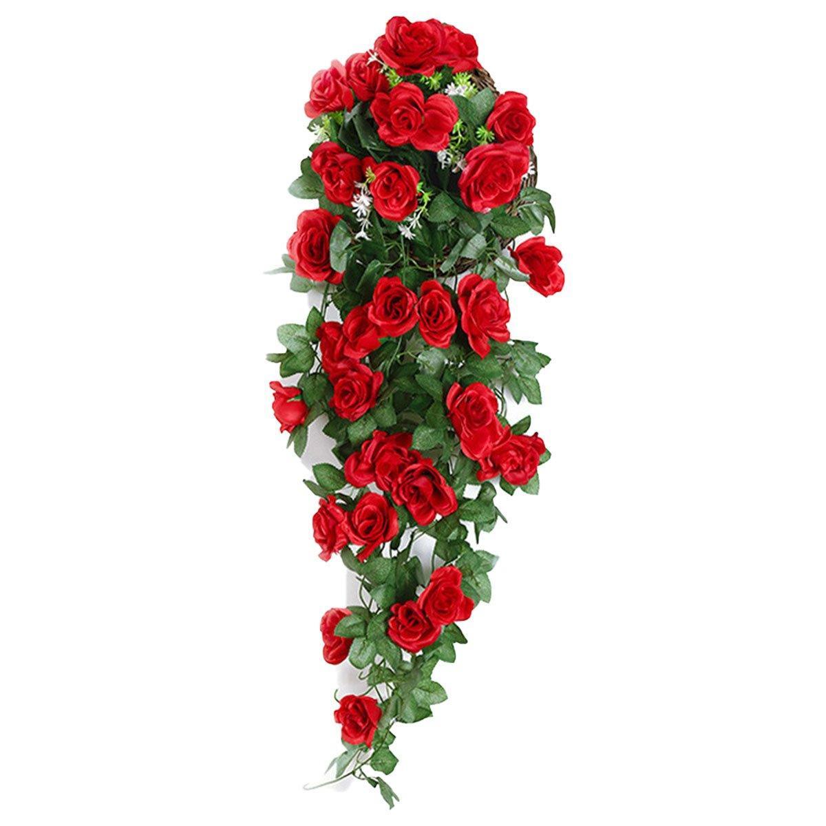 2PCS Artificial Rose Flower Garland   - Red