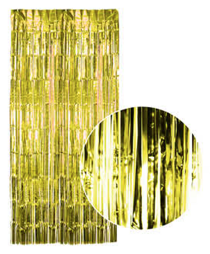 Foil Metallic Fringe Curtain Backdrop - Gold