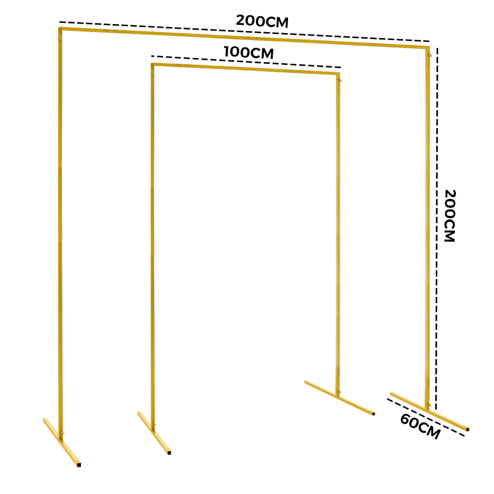 Square Wedding Arch Adjustable 1M-2M - Gold